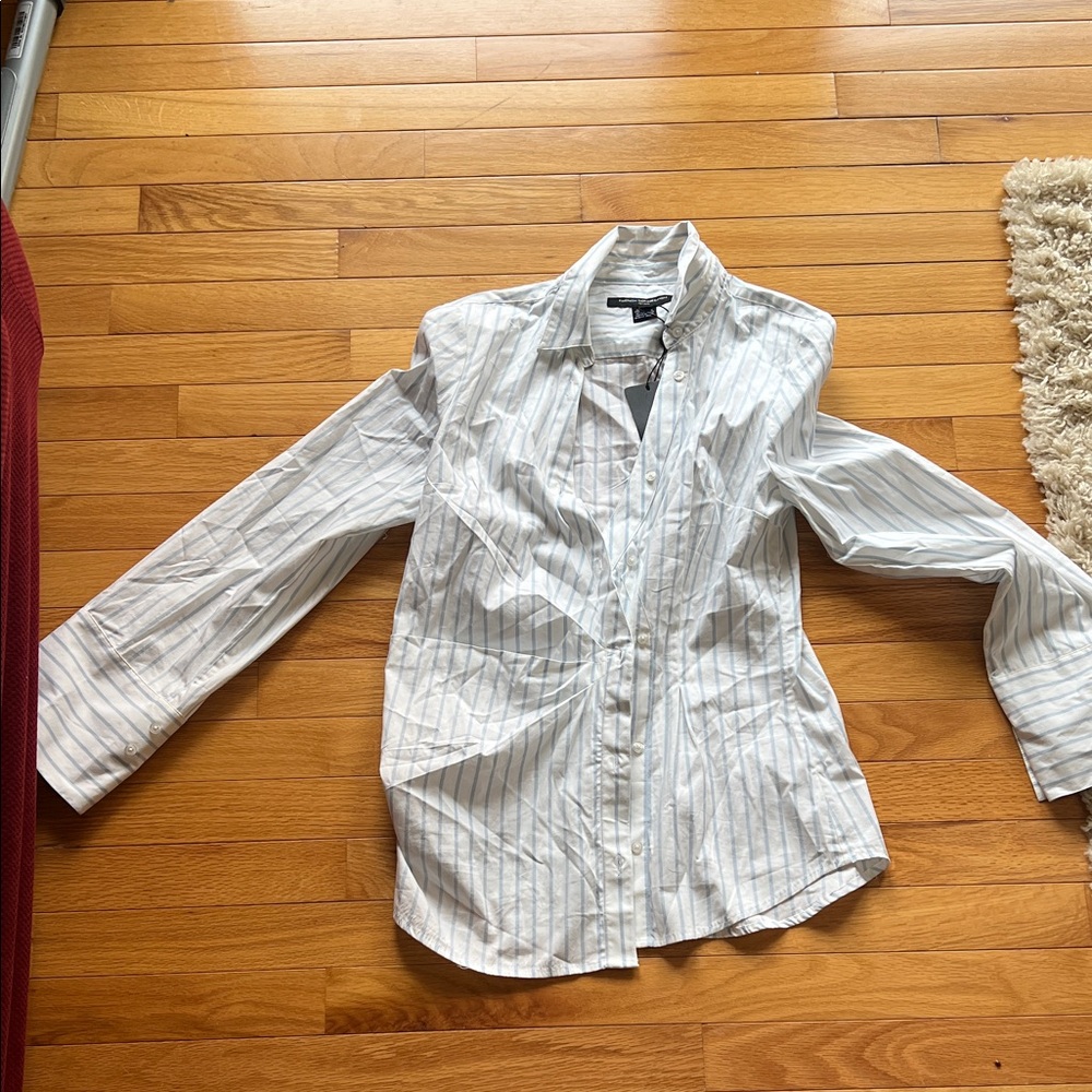 French Connection White and Gray Striped Jacket